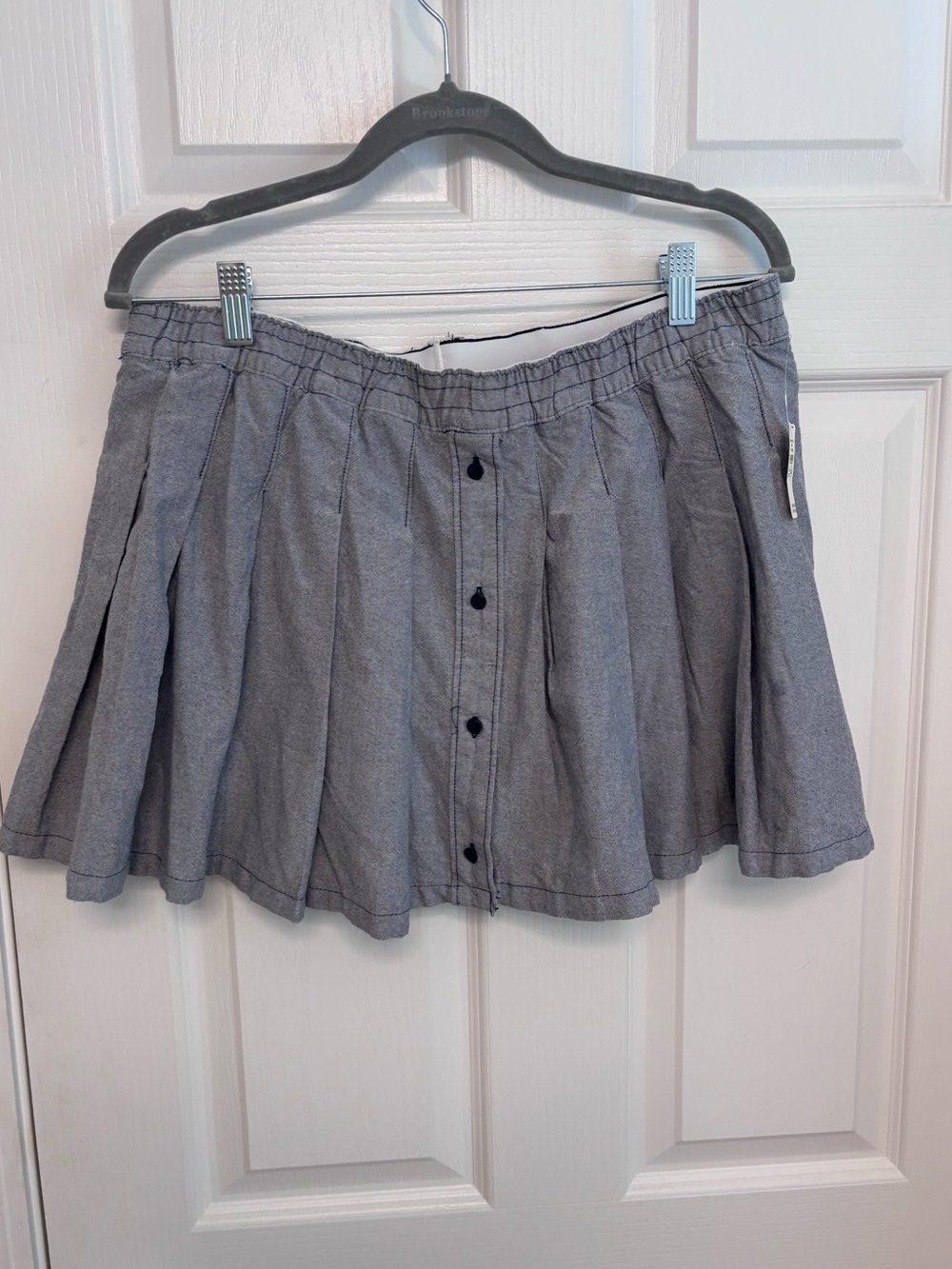 aerie bluish gray Pleated Button-Front Skort